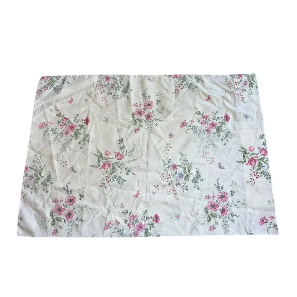 Vtg Cannon Cottagecore twin Sheet Set Garden Country Rose Floral White Pink